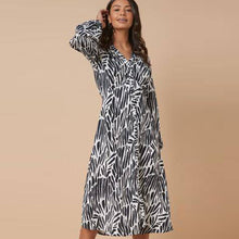 Load image into Gallery viewer, Zebra Print Midi Shirt Dress - Allsport
