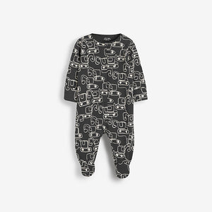 Monochrome Cars 3 Pack Baby Sleepsuits (0-18mths) - Allsport