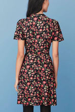 Load image into Gallery viewer, BLACK FLORAL WRAP DRESS - Allsport
