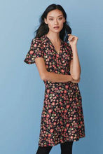 Load image into Gallery viewer, BLACK FLORAL WRAP DRESS - Allsport
