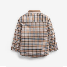 Load image into Gallery viewer, Tan/Brown Check Long Sleeve Oxford Shirt With Flat Knit Collar (3mths-5yrs) - Allsport
