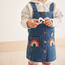 Load image into Gallery viewer, Denim Rainbow Pinafore, Hoodie And Tights Set (3mths-6yrs) - Allsport
