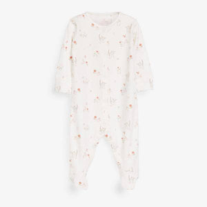 Pink 3 Pack Floral Bunny Sleepsuits (0mths-18mths) - Allsport