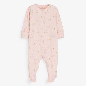 Pink 3 Pack Floral Bunny Sleepsuits (0mths-18mths) - Allsport