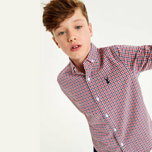 Load image into Gallery viewer, Red Gingham Long Sleeve Oxford Shirt (3-12yrs) - Allsport
