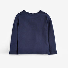 Load image into Gallery viewer, Navy Pointelle Top (3mths-7yrs) - Allsport
