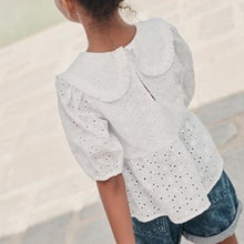 Load image into Gallery viewer, White Cotton Broderie Collar Blouse (3-12yrs) - Allsport

