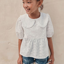 Load image into Gallery viewer, White Cotton Broderie Collar Blouse (3-12yrs) - Allsport
