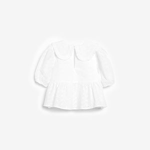 White Cotton Broderie Collar Blouse (3-12yrs) - Allsport