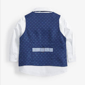Blue Check Waistcoat, Shirt And Bow Tie Set (3mths-5yrs) - Allsport