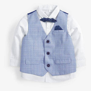 Blue Check Waistcoat, Shirt And Bow Tie Set (3mths-5yrs) - Allsport