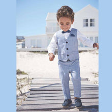 Load image into Gallery viewer, Blue Check Waistcoat, Shirt And Bow Tie Set (3mths-5yrs) - Allsport
