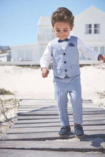 Load image into Gallery viewer, Blue Check Waistcoat, Shirt And Bow Tie Set - Allsport
