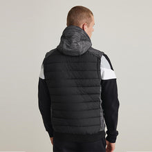Load image into Gallery viewer, Black Hybrid Hooded Gilet With Adjustable Hood - Allsport
