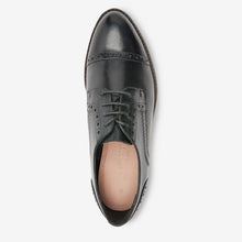 Load image into Gallery viewer, Black Leather Brogue Detail Lace-Up Shoes - Allsport
