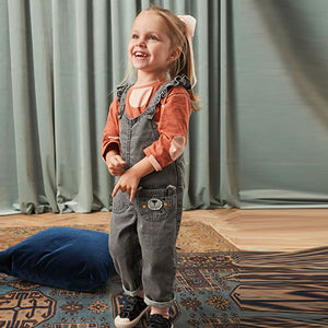 Charcoal Grey Frill Dungarees (3mths-6yrs) - Allsport