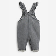 Load image into Gallery viewer, Charcoal Grey Frill Dungarees (3mths-6yrs) - Allsport
