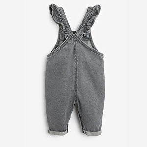 Charcoal Grey Frill Dungarees (3mths-6yrs) - Allsport