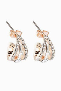 Rose Gold Tone Jewel Huggie Hoop Earrings - Allsport