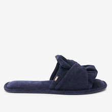 Load image into Gallery viewer, Navy Bow Slider Slippers - Allsport
