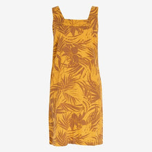 Load image into Gallery viewer, Ochre Yellow Floral Linen Blend Square Neck Dress - Allsport
