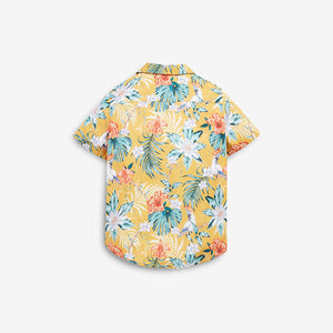 Yellow Floral Cotton Short Sleeve (3-12yrs) - Allsport