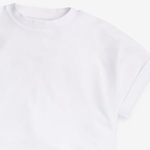 White Organic Cotton Boxy Shaped Basic T-Shirt (3-12yrs) - Allsport