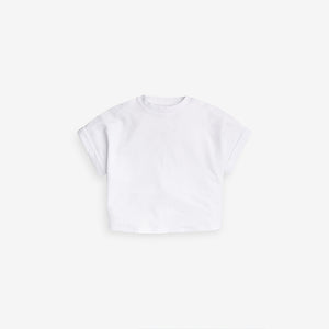 White Organic Cotton Boxy Shaped Basic T-Shirt (3-12yrs) - Allsport