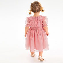 Load image into Gallery viewer, Embellished Mesh Collar Dress (3mths-6yrs)
