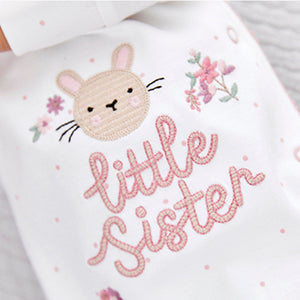 Pink Bunny Little Sister Baby Sleepsuit (0mths-12mths)