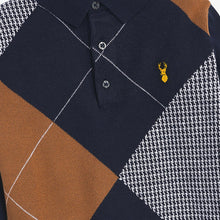 Load image into Gallery viewer, Navy Knitted Argyle Pattern Polo Shirt (3-12yrs) - Allsport
