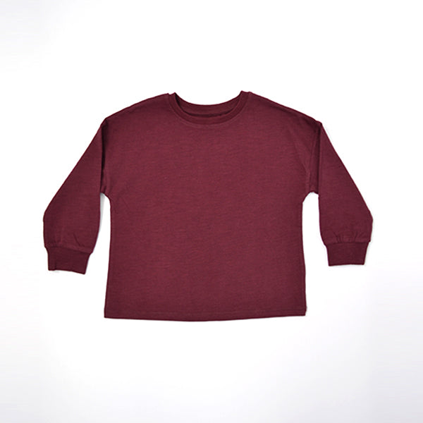 Berry Red Long Sleeve Cuffed Top (3-12yrs)