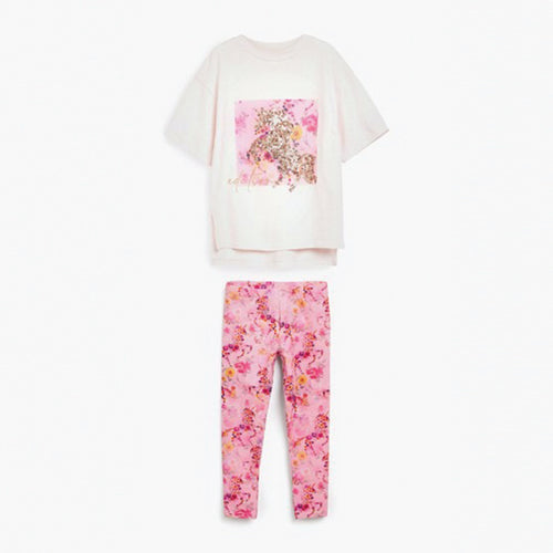 Pink Unicorn T-Shirt And Leggings Set (3-12yrs) - Allsport