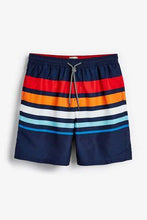 Load image into Gallery viewer, Navy Multicolour Stripe Swim Shorts - Allsport
