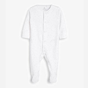 White 4 Pack Delicate Multi Print Sleepsuits (0-12mths) - Allsport