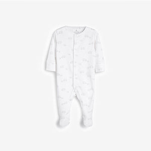 White 4 Pack Delicate Multi Print Sleepsuits (0-12mths) - Allsport