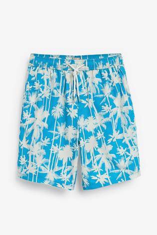 Blue Palm Print Swim Shorts - Allsport