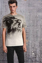Load image into Gallery viewer, Grey Dip Dye Lion Graphic T-Shirt - Allsport
