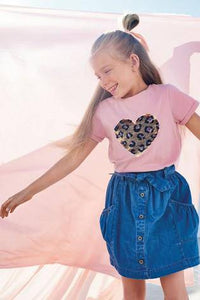 Pink Flippy Sequin Animal Heart T-Shirt - Allsport