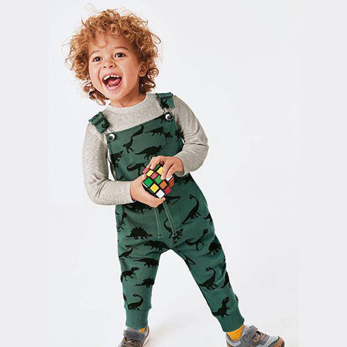 Teal Dino All Over Print Dungarees And T-Shirt Set (3mths-5yrs) - Allsport
