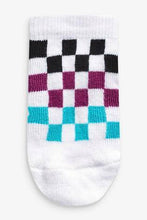 Load image into Gallery viewer, Monochrome 7 Pack Cotton Rich Checkerboard Trainer Socks - Allsport
