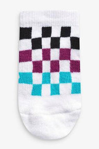 Monochrome 7 Pack Cotton Rich Checkerboard Trainer Socks - Allsport