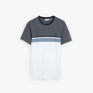 White / Blue Block Soft Touch Regular Fit T-Shirt (9)978-715 - Allsport