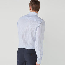 Load image into Gallery viewer, Blue/White Stripe Regular Fit Single Cuff Easy Iron Button Down Oxford Shirt - Allsport
