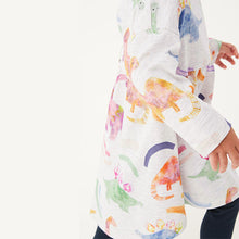 Load image into Gallery viewer, Light Grey Dino Cotton Jersey Dress (3mths-6yrs) - Allsport
