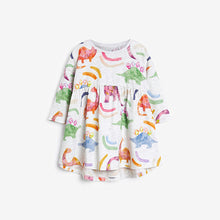 Load image into Gallery viewer, Light Grey Dino Cotton Jersey Dress (3mths-6yrs) - Allsport
