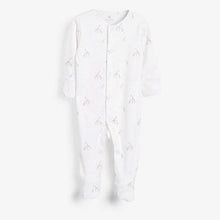 Load image into Gallery viewer, White Cotton Giraffe Sleepsuit, Bodysuit, Bib &amp; Hat Set (0-3mths) - Allsport
