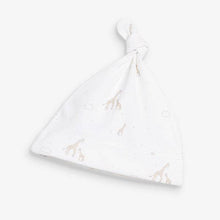 Load image into Gallery viewer, White Cotton Giraffe Sleepsuit, Bodysuit, Bib &amp; Hat Set (0-3mths) - Allsport
