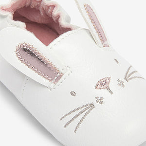 White Bunny Slip-On Baby Shoes (0-18mths) - Allsport