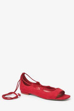 Load image into Gallery viewer, Red Ankle Wrap Peep Toe Shoes - Allsport
